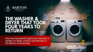 Washer and dryer involved in the Barton receivership personal-property dispute