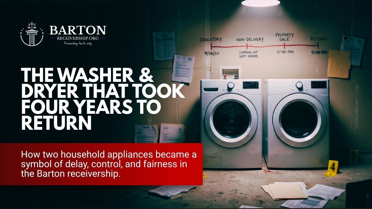 Washer and dryer involved in the Barton receivership personal-property dispute
