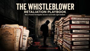 Diagram illustrating the whistleblower retaliation sequence examined in the Timothy Barton case.