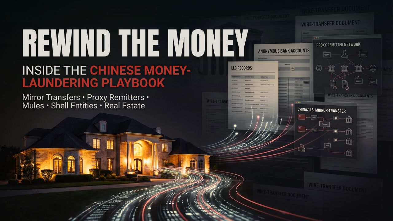 Chinese money laundering playbook involving U.S. real estate, wire transfers and financial networks